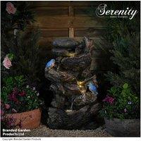 Rustic Cascading Tree Trunk Garden Water Feature - Outdoor Decor with LED Lights