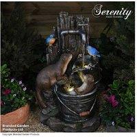 Otters and Kingfishers Garden Water Feature - Weather-Resistant Outdoor Ornament