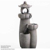 Serenity Cascading Pagoda Garden Water Feature - Outdoor LED Ornament, Durable Polyresin