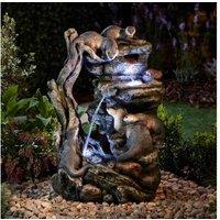 XL Otter Family Garden Water Feature - Rustic Outdoor Decor Sculpture