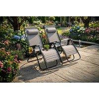 2-Pack Zero Gravity Garden Sun Loungers with Headrest & Cup Holder - 9 Colours