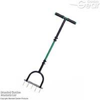 Long Handle Heavy-Duty Lawn Aerator Tool - Powder Coated Carbon Steel, Ergonomic T-Handle, 99cm