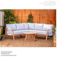 Acacia Wood Weather-Resistant Modern Corner Sofa Set - 4-Seater Outdoor Lounge with Coffee Table