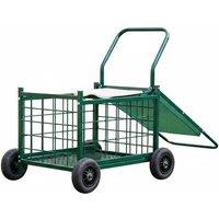 Rolling Garden Work Seat Cart with Mesh Storage Basket and Cushion