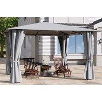 Solar LED Patio Gazebo with Curtains, Waterproof Canopy & Remote Timer