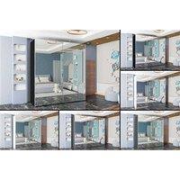 Modern Full Mirror Sliding Wardrobe - Space-Saving Bedroom Storage, Contemporary Design, 3 Sizes, 3 Colours