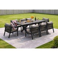 Extendable Berlin Aluminium Garden Dining Set with Cushioned Armchairs - 6 or 8 Seater