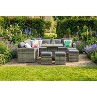 11-Seater Rattan Corner Sofa Dining Set with Fire Pit Table