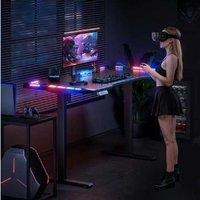 EcoFurnix 160cm Electric Standing Gaming Desk with LED Lights & Memory Settings - Black