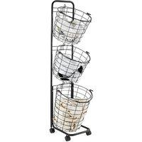 3-Tier Iron Rolling Laundry Basket with Wheels