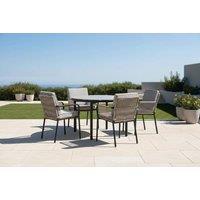 Nevada Putty Outdoor 4 Seater Round Dining Set with Stain-Proof Upholstery