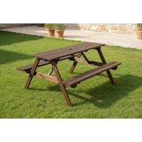 Solid Wood Picnic Table and Bench Set - Brown Grey