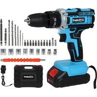 Traderight 21V Cordless Drill Driver & Screwdriver Kit With Batteries, 30-Piece Accessory Set & Case