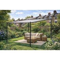 8FT x 8FT Slanted Pergola with Retractable Canopy & Steel Frame
