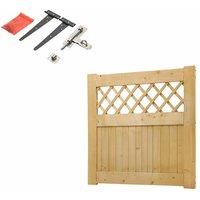 Diyspace Rustic Wooden Garden Gate with Hollow Rhombus Lattice Design - 90 x 90cm