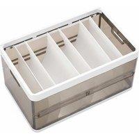 Folding Clothes Organiser Wardrobe Drawer Storage Box with Dividers & Removable Lid