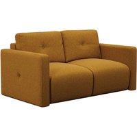Wilfie 2 Seater Chenille Upholstered Sofa - Mustard & Beige