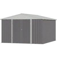 10x10ft Outdoor Metal Storage Shed with Lockable Doors & Ventilation