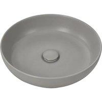 Round Ceramic Countertop Washbasin with Modern Grey Finish