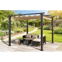 Pergola Gazebo with Retractable Sun Shade Canopy - Available in 6.5ft, 8ft or 10ft - Beige or Grey