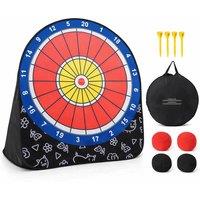 Kids Foldable Dart Board Game Set - Large Portable Target with 4 Kick Balls - Black