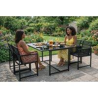 Space-Saving 4-Seater Rattan Garden Dining Set with Glass Table & Cushions