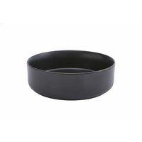 Modern Black Round Vessel Bathroom Sink with Deep Groove Design