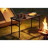 Portable Folding Camping Table with Adjustable Height and Mesh Top - Black