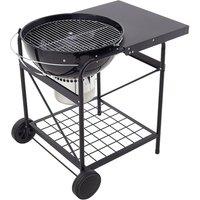 Outdoor Round Charcoal Grill & Side Table for Barbecues