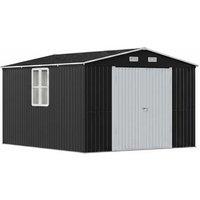 10ft x 12ft Outdoor Metal Storage Shed with Apex Roof, Vents & Windows - Charcoal Black