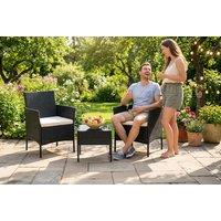 2-Seater Rattan Garden Bistro Set with Chairs & Table