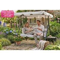 Weather-Resistant 3-Seater Swing Chair with Adjustable Canopy - Grey