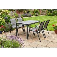 4-Seater Metal Garden Dining Set with Mesh Chairs & Table