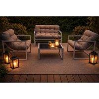 4Piece Modern Patio Furniture Set With Glass Table and Cushions - 3 Colours
