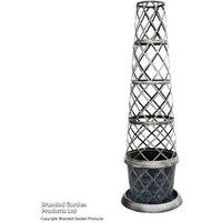 Vertical Tower Plant Pot - Black & Pewter, Weather-Resistant, 130cm