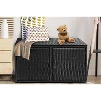 330L 2Tier Wicker Outdoor Storage Box with Lid & Doors - Black or Brown