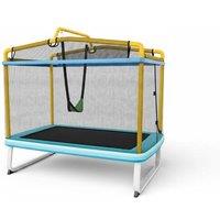 Kids 3-in-1 Rectangular Trampoline with Safety Enclosure Net & Swing - 2 Colours