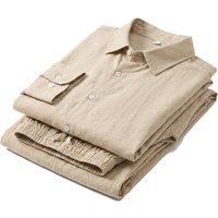 Men's Casual Loose Long Sleeved Shirt Long Pants Linen Set - 6 Sizes & 5 Colours