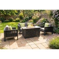 Dallas 4-Seat Rattan Outdoor Set with Elegant Gas Fire Table Included