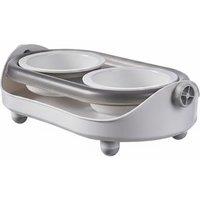Adjustable Double Bowl Ceramic Feeder Stand for Cats and Dogs