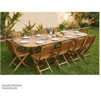 Acacia Wood Extendable Outdoor Dining Table - Weather-Resistant, Seats Up to 10, Rustic Garden Style