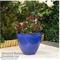 Bell Glazed Patio Planter - Blue Ceramic, Weatherproof, Patio Feature