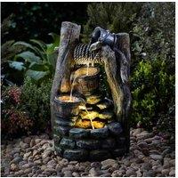 Rustic Polyresin Wishing Well Garden Ornament - Outdoor Water Feature Decor