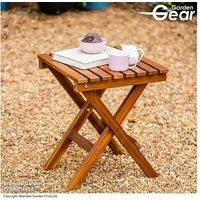 Folding Acacia Wood Outdoor Side Table - Lightweight, Foldable, Rustic Garden Furniture
