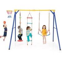 Multifunctional 4-in-1 Swing Set with Hoop, Ladder & Adjustable Swings