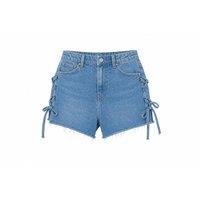 Women's Urban Bliss Blue Side-Tie Denim Shorts - 7 Sizes & High-Waisted