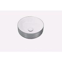 Matte & Round Silver Ceramic Countertop Vessel Sink - Drain Set Included