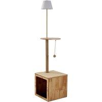 2-in-1 Floor Lamp with Cat Tree & House