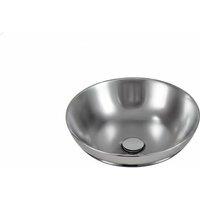 Round Ceramic Countertop Washbasin Sink with Metallic Silver Finish