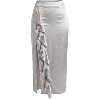 Women's Black Urban Bliss Satin Ruffle Side-Split Midaxi Skirt - 5 Sizes
